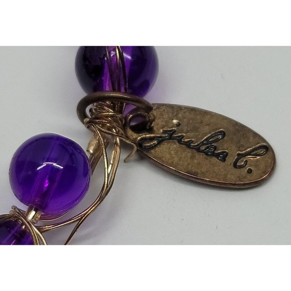 Jules B Funky Statement Purple Beaded Bracelet Wire Wrapped Hippie Boho Bohemian - Picture 4 of 10